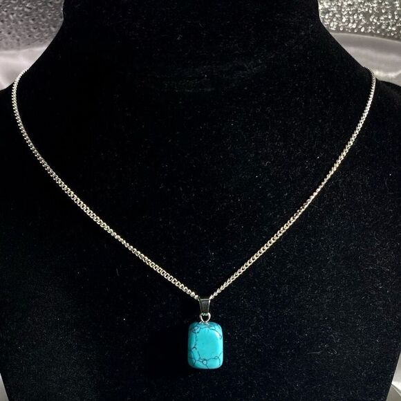 ASW Turquoise & Sterling 925 Silver Necklace - Picture 5 of 10